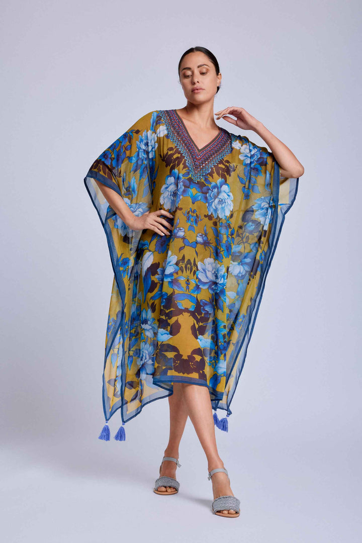 Poncho Fuego Indigo Flower