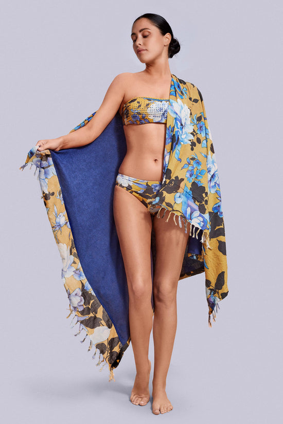 Indigo Flower Beach Towel