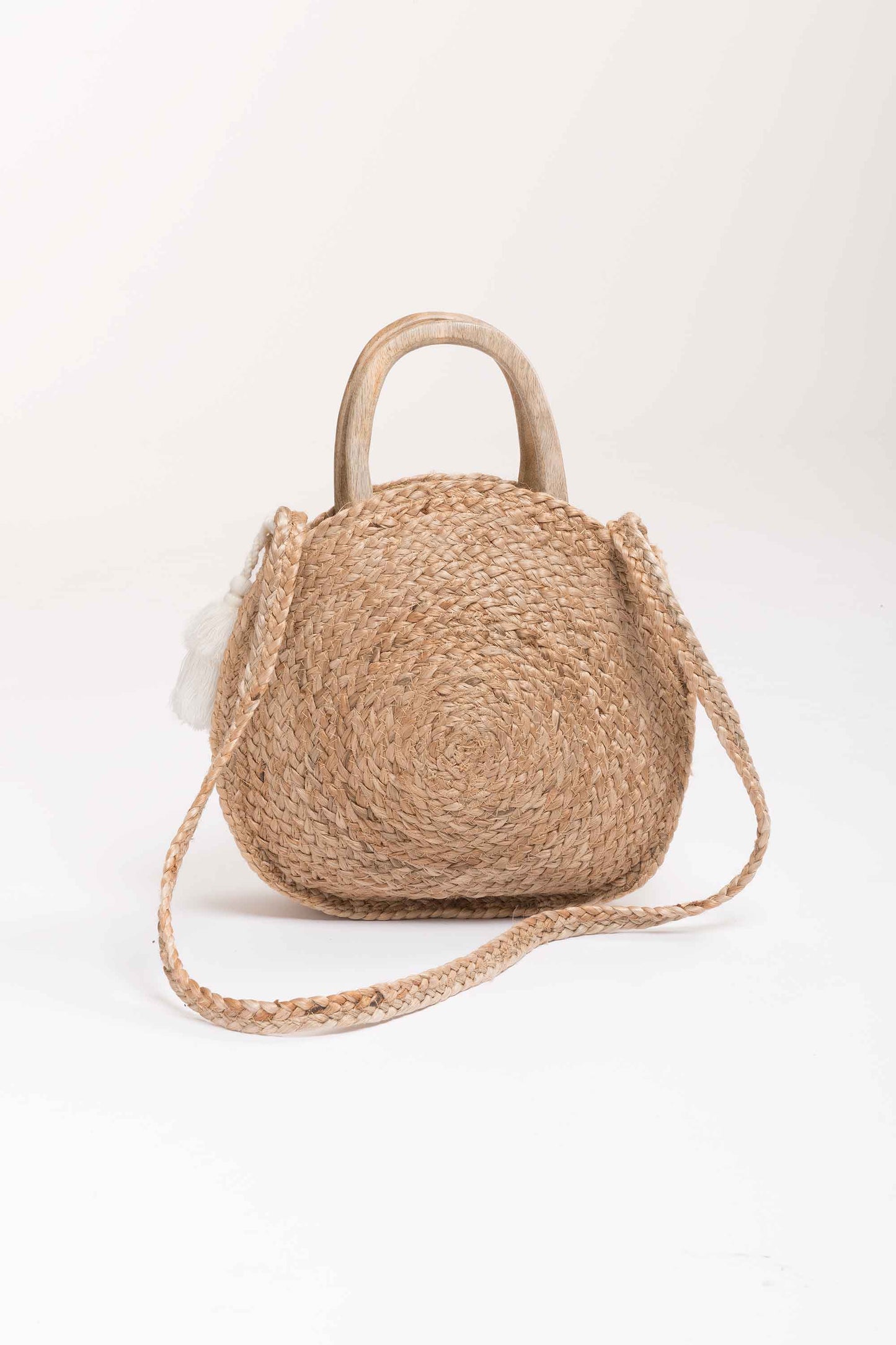 Round straw beach bag